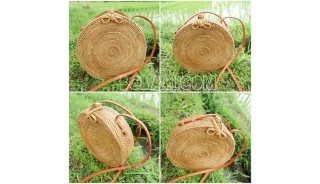 circle bag ata grass hand woven flower strap handmade